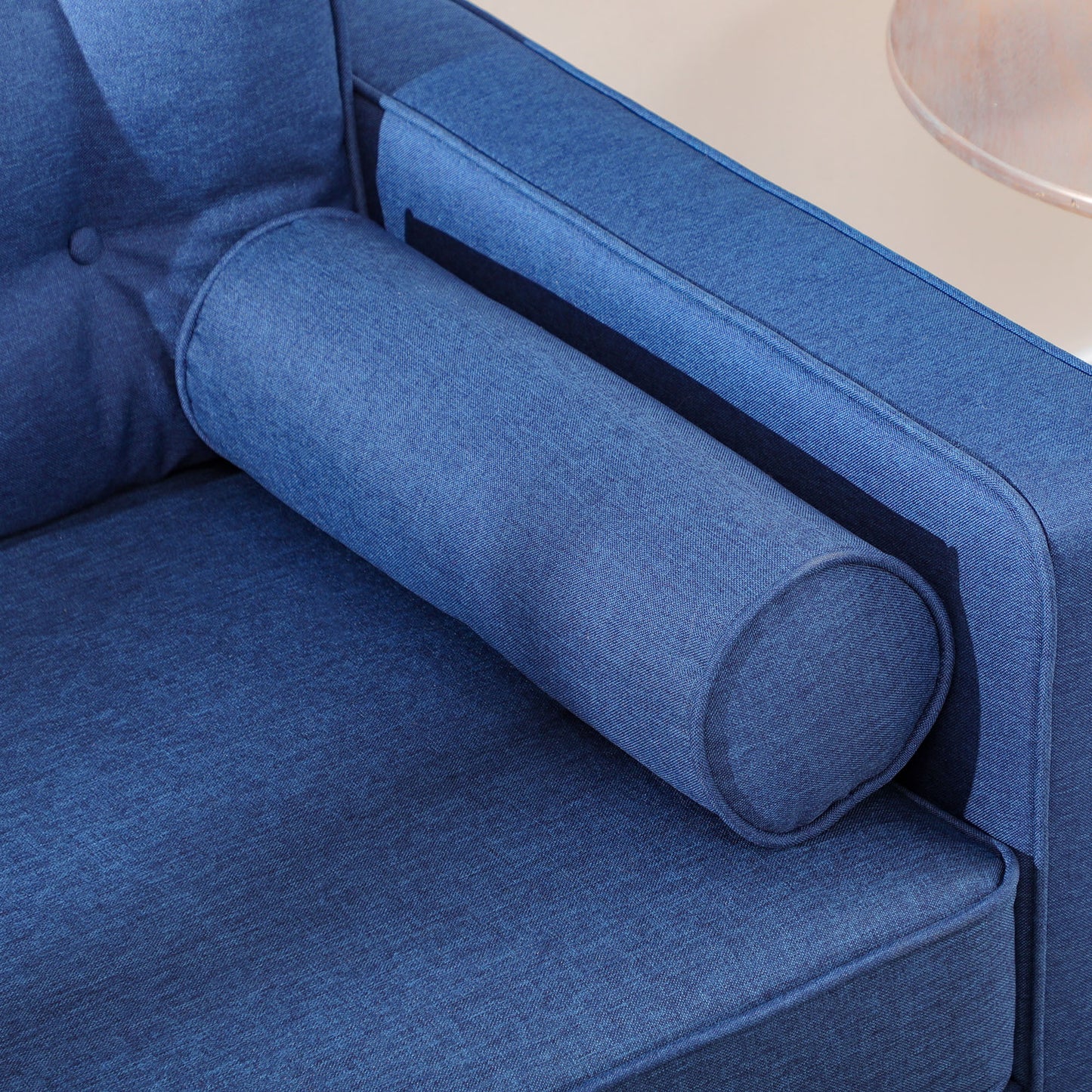 HOMCOM Mid-Century Velvet Fabric Small Sofa Couch, Button-Tufted Back, Wood Legs