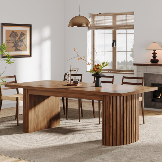 78.7" Dining Table, Rectangular Kitchen Table with Wooden Tabletop for 6-8 People