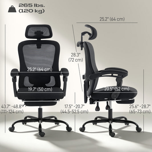 Office Chair, Ergonomic Mesh Computer Desk Chair with Adjustable Headrest, Black