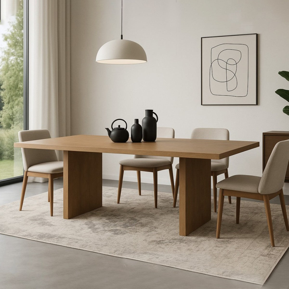 Solid Wood Dining Table – Natural Oak