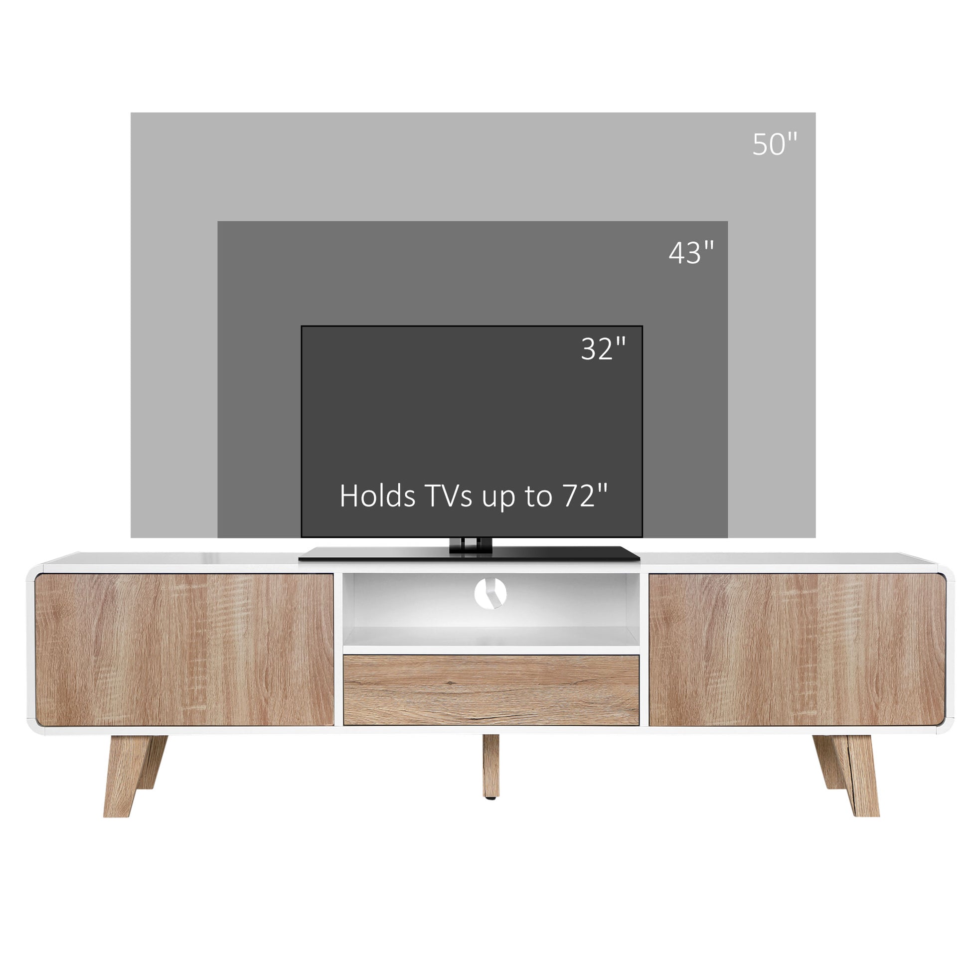HOMCOM Modern TV Stand Cabinet for 72-inch Flat Screens, Push-Open Drawer Storage