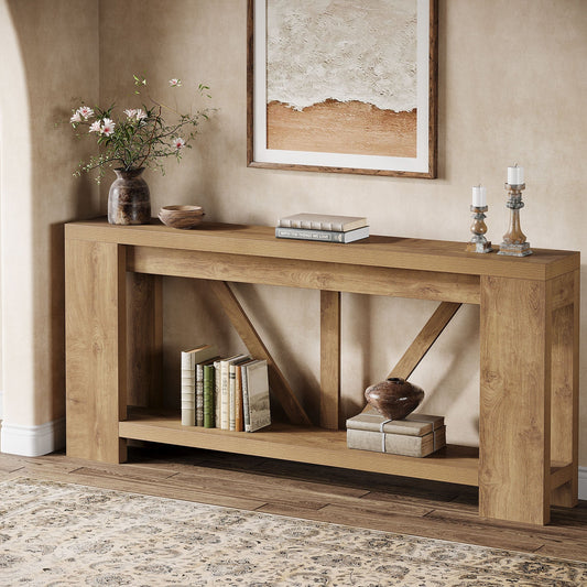 70.8" Console Table, 2-Tier Long Sofa Table Hallway Table