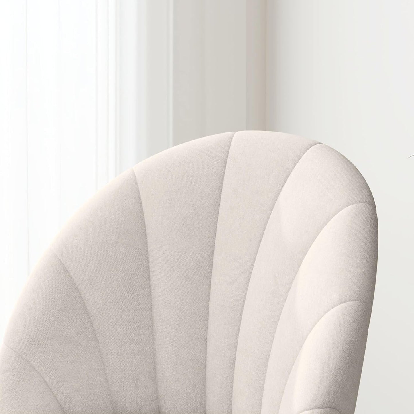 Dining Chairs Set of 4, Modern Upholstered Kitchen Chairs with Metal Legs, Cream White