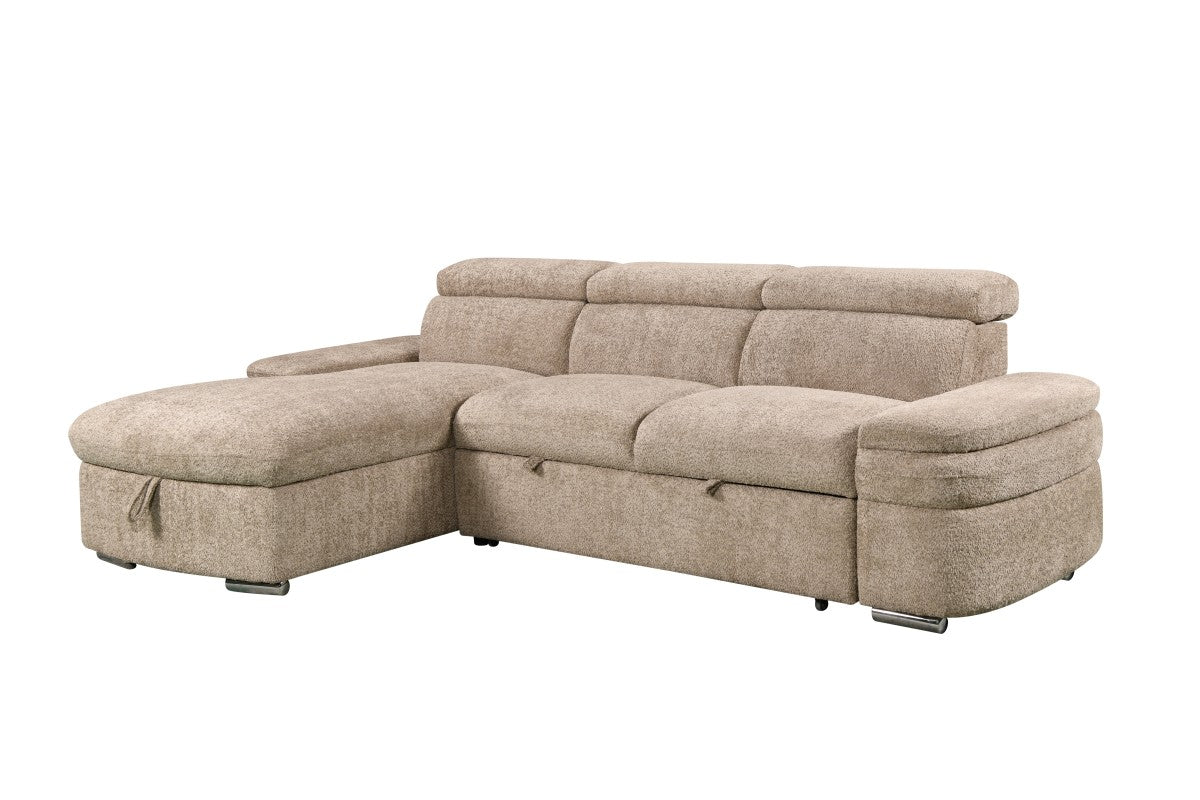Sleeper Beige Multi-Functional Pull-Out Sofa With Storage