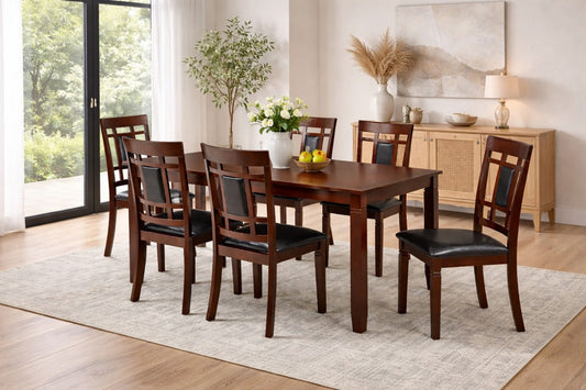 Faux Leather 7-Piece Dining Set – Espresso