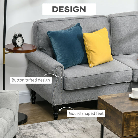 Mid-Back Loveseat with Rubber Wood Legs