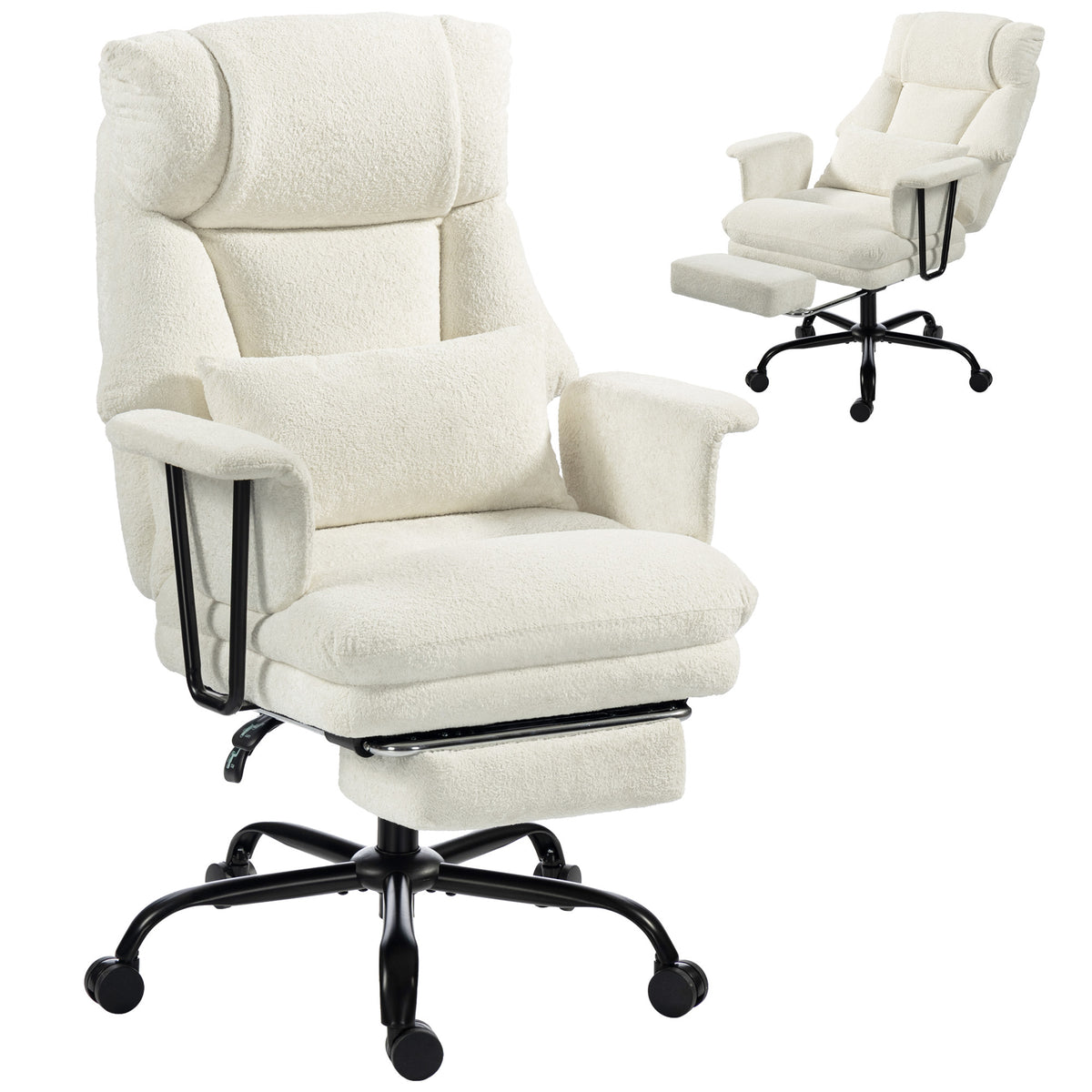 Office Chair, 400 lbs Heavy Duty Velvet Computer Desk Chair with Lumbar Support, Cream White
