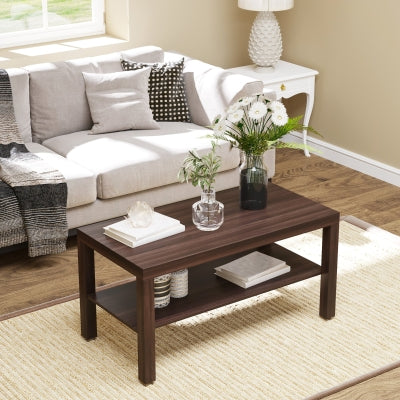 Industrial Coffee Table with Bottom Storage Shelf, Metal X-Bar Design