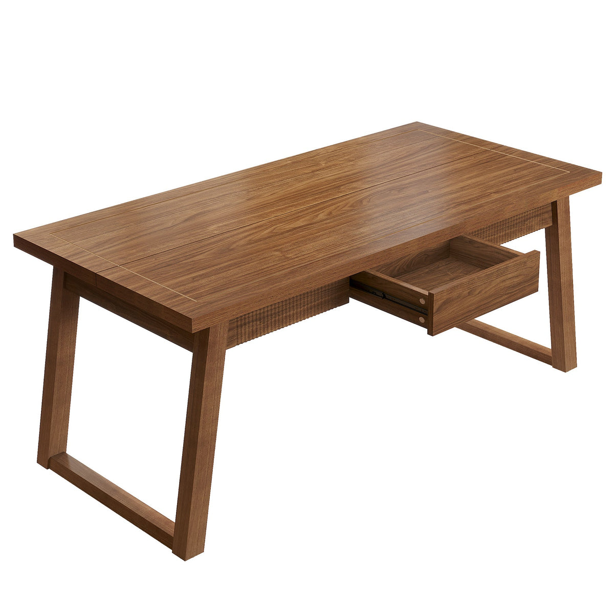 55" Dining Table with Drawer, Rectangular Kitchen Table with Solid Wood Legs