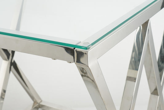 Glass Coffee Table – Silver