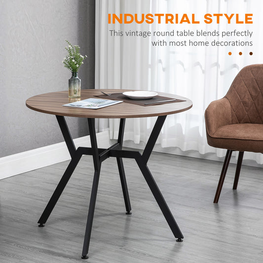 35" Round Dining Table, Modern Dining Room Table with Steel Frame, Space Saving Small Kitchen Table