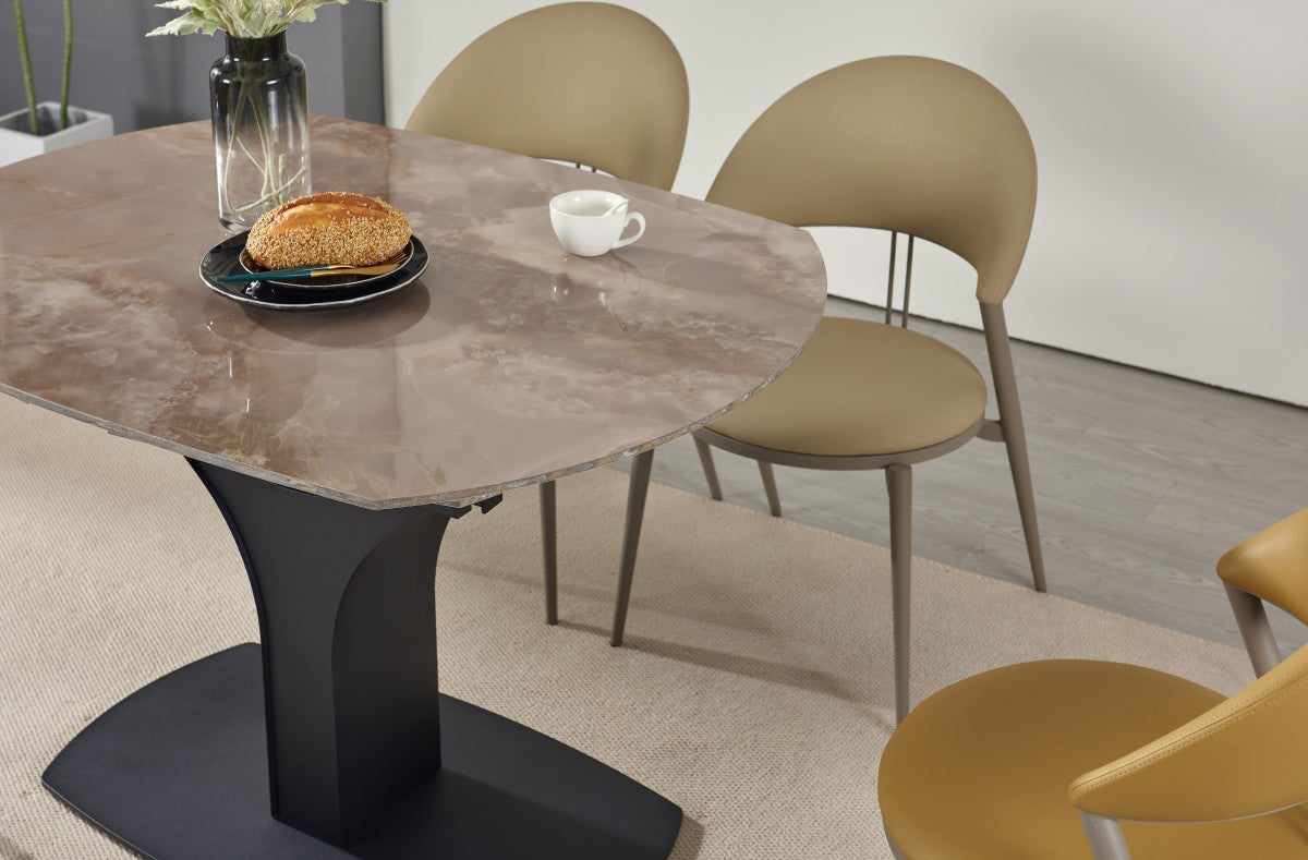 Sintered Stone Extendable Dining Table – Agate Brown
