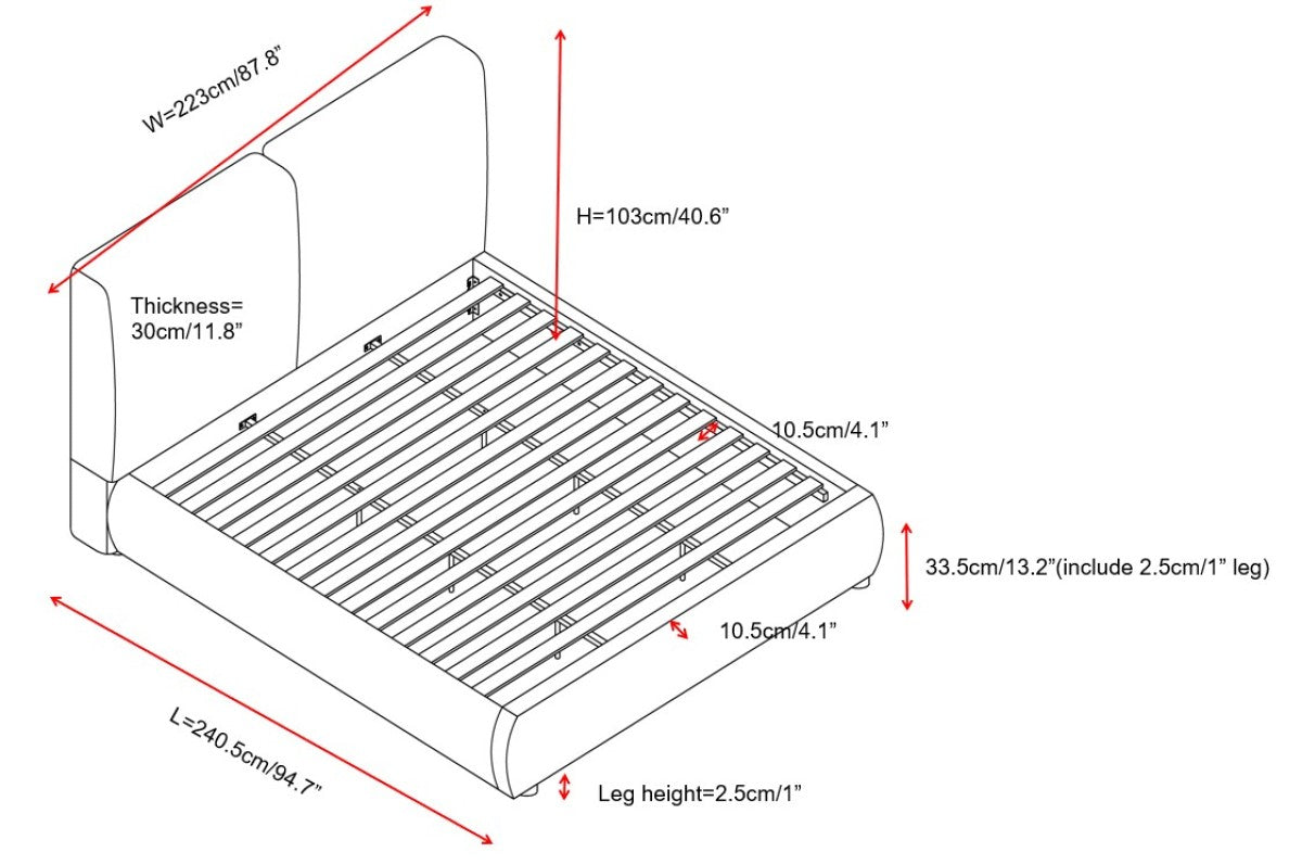 KING BED FRAME - BEIGE