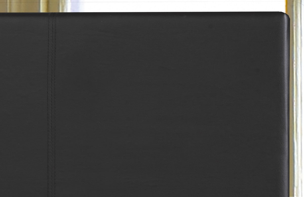 Modern Black Faux Leather Twin Platform Bed Frame with Bentwood Slats
