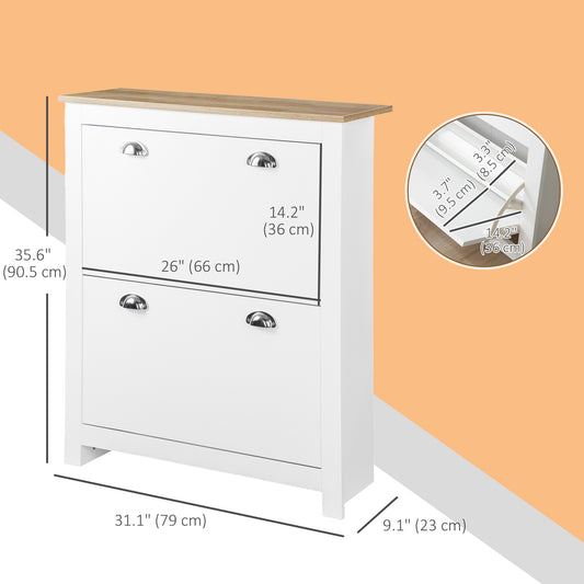 Modern Shoe Cabinet with 2 Flip Drawers – 31"W x 36"H