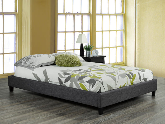 Soho Grey Twin Platform Bed Frame with Bentwood Slats, Polyester Fabric