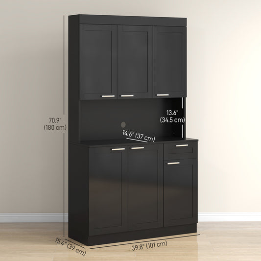 Kitchen Pantry Storage Cabinet with Hutch – 40"W x 71"H