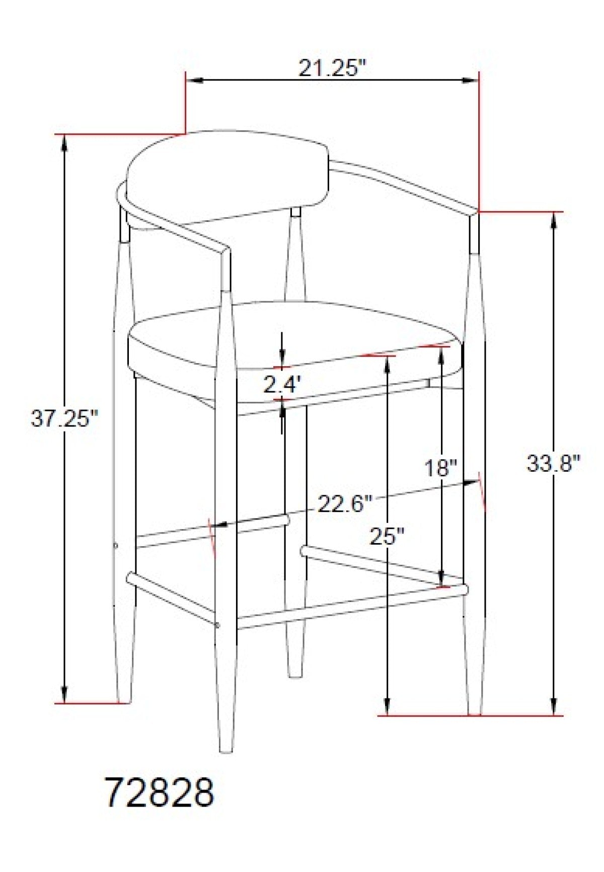 Curved Counter Stool, Set of 2 – Grey