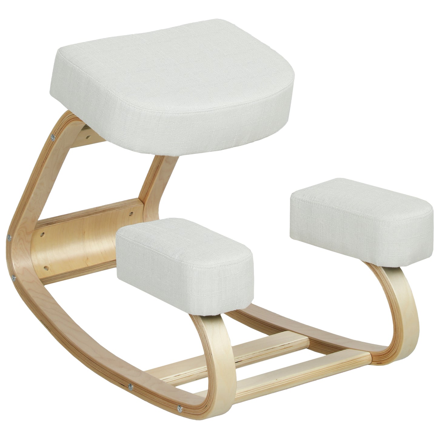 HOMCOM Ergonomic Wood Kneeling Desk Chair with Thick Pads for Posture