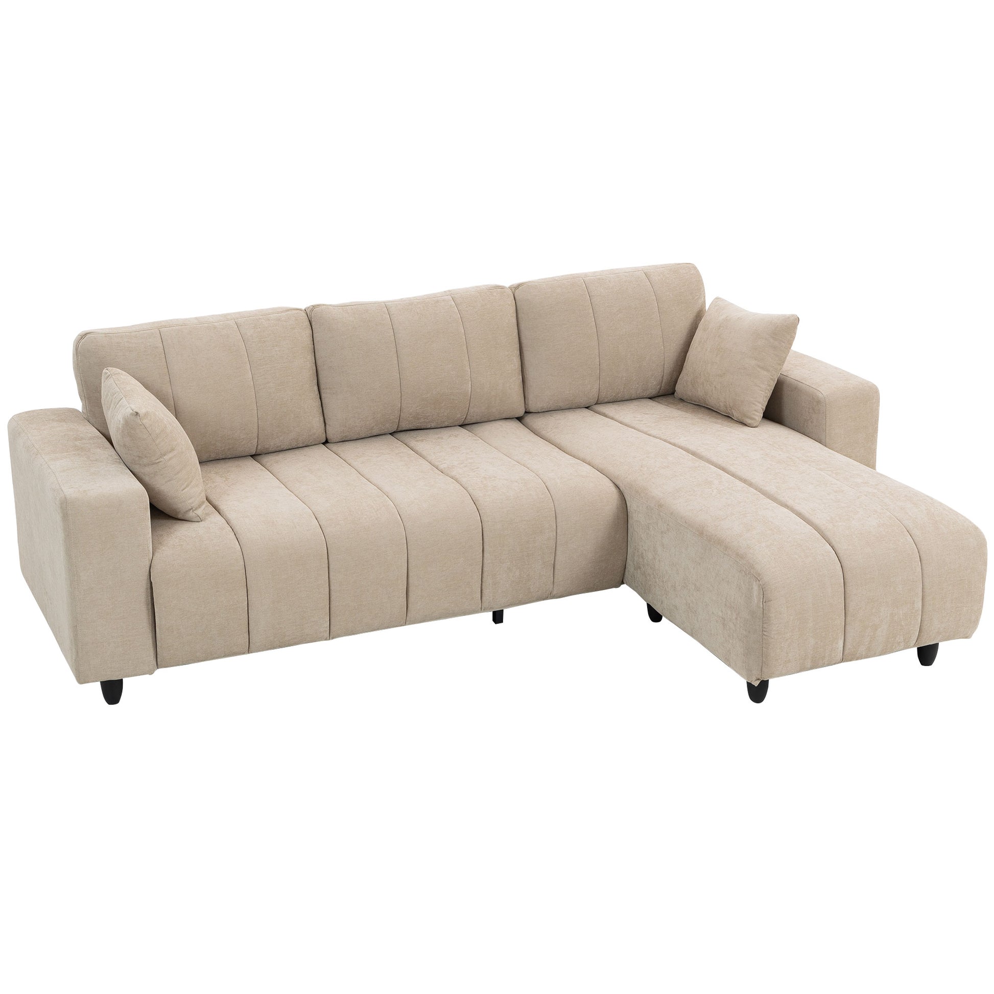 HOMCOM Beige 3-Seater L-Shaped Sectional Sofa with Changeable Chaise, Spring Cushions