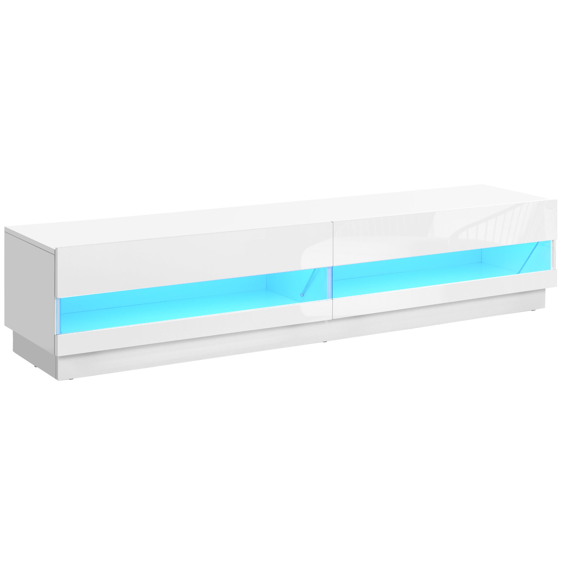 HOMCOM 75-inch High Gloss White LED TV Stand Entertainment Center with Storage