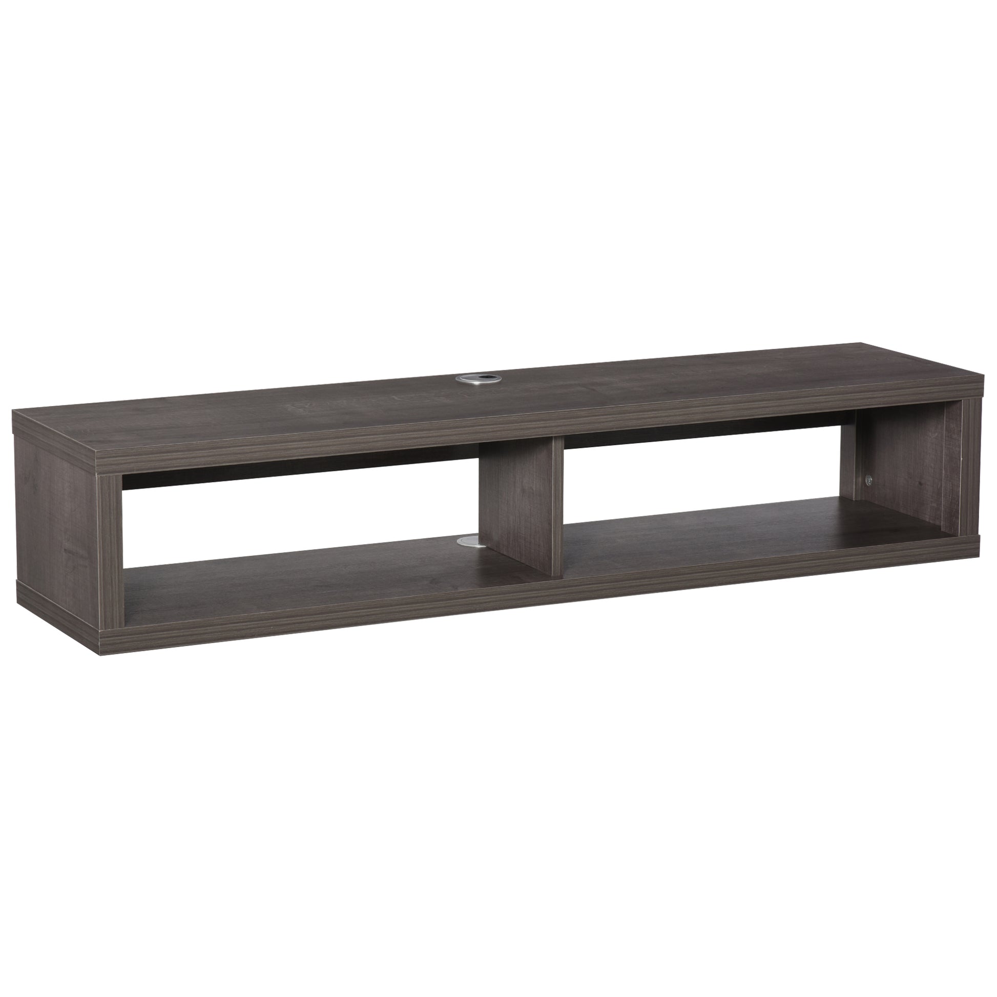 HOMCOM Modern Floating Wall Mounted TV Media Console Shelf Dark Grey Wood