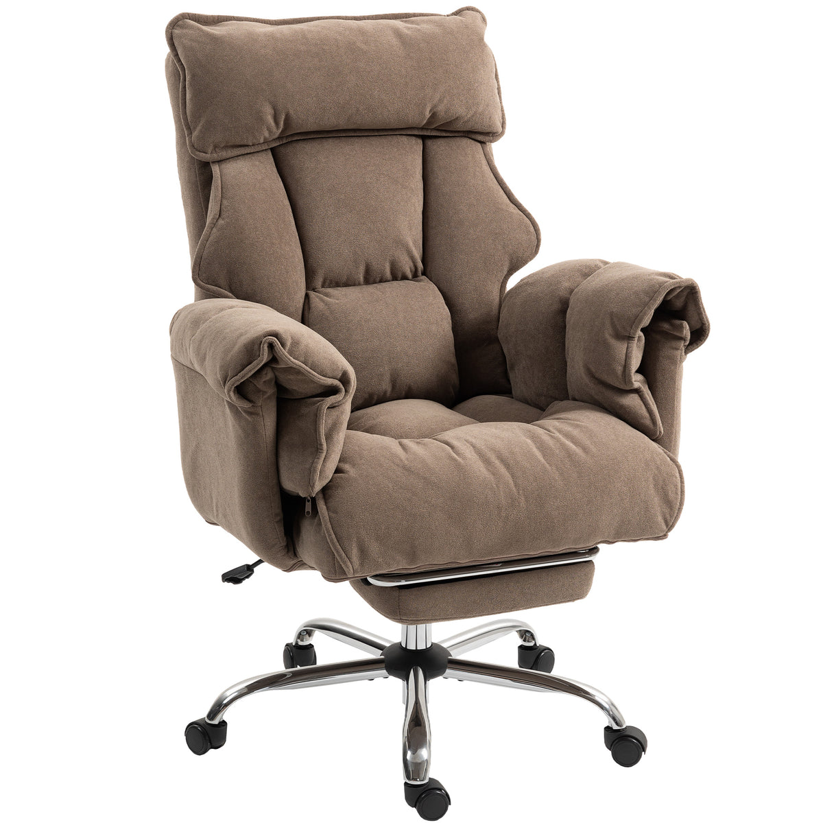 Desk Chair, Computer Office Chair with Footrest, Adjustable Backrest and Headrest, Light Brown