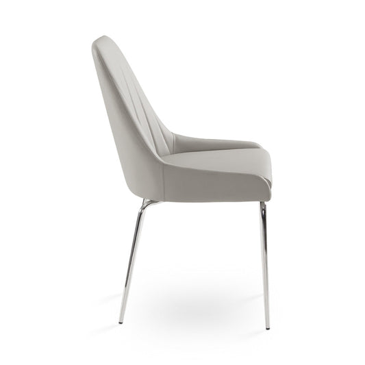Channel-Back Dining Chair, Chrome Legs