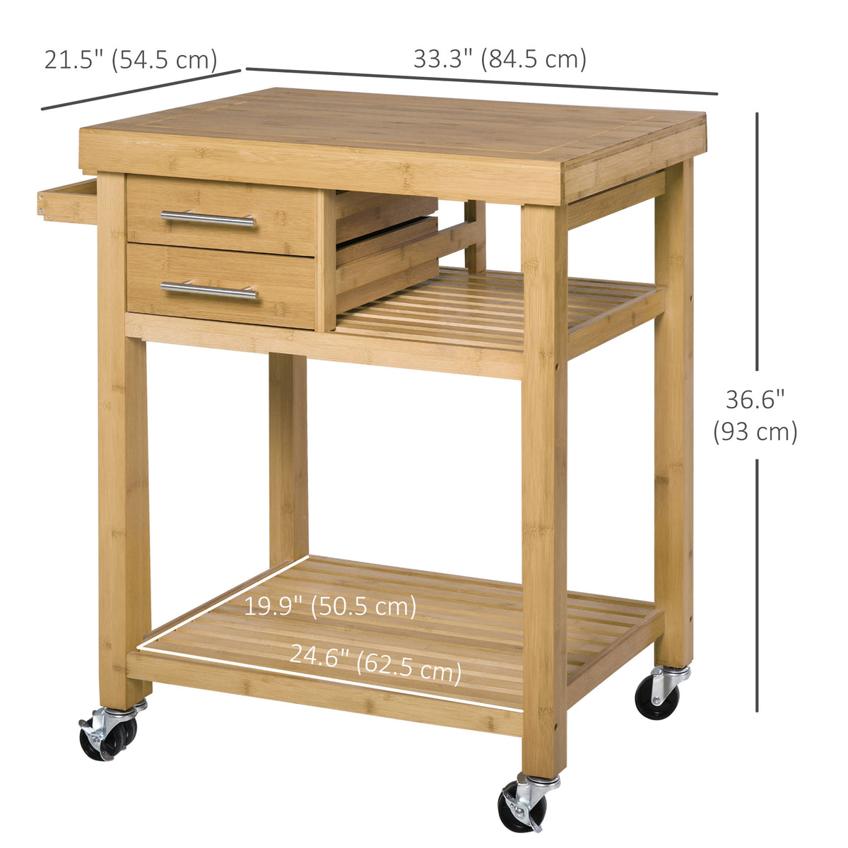 Rolling Utility Cart with Wheels – 29"W x 37"H