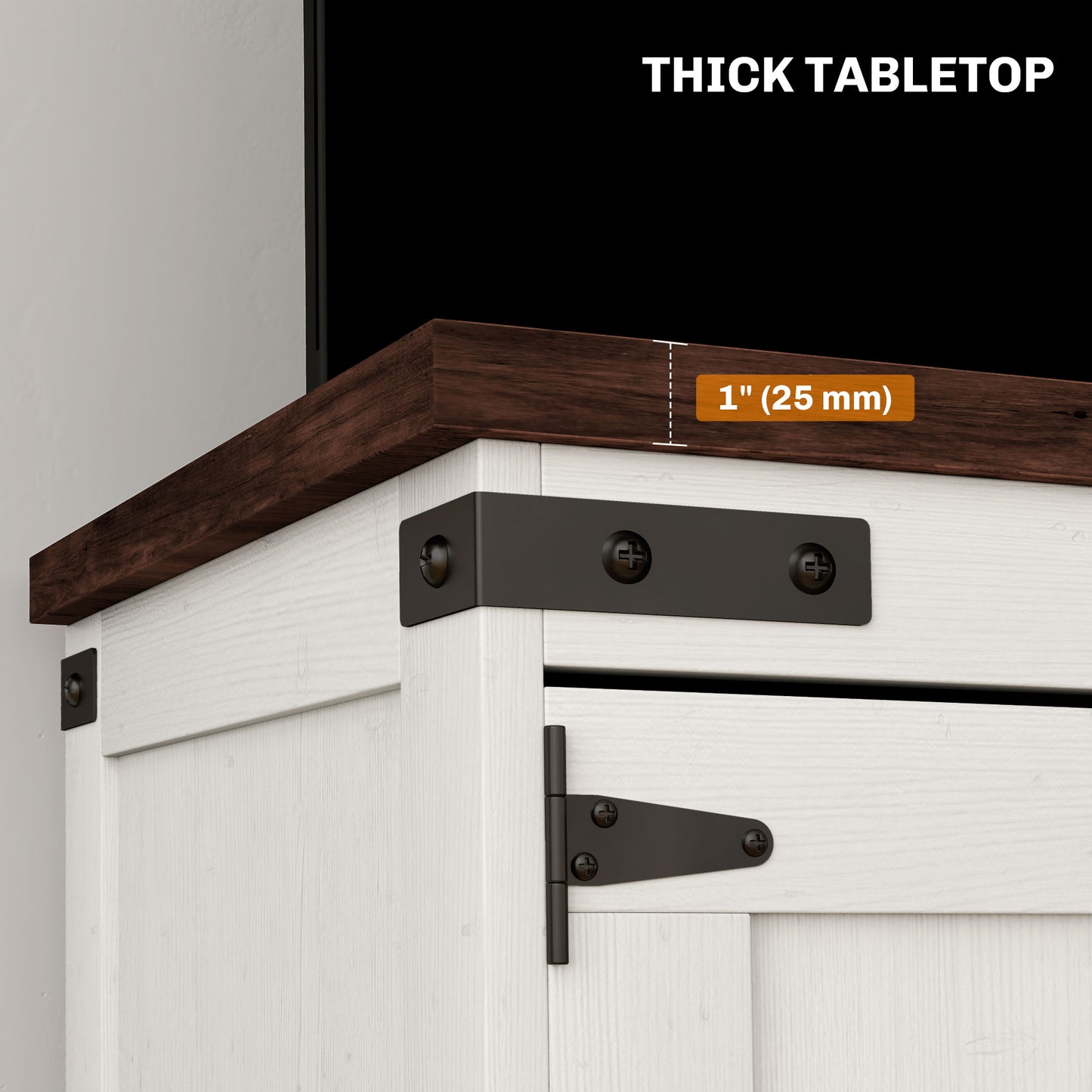 Modern Farmhouse 50-inch TV Stand with Barn Doors, Cable Management, Distressed White