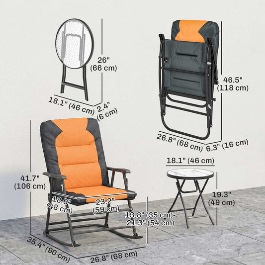 3-Piece Outdoor Foldable Rocking Chair Set