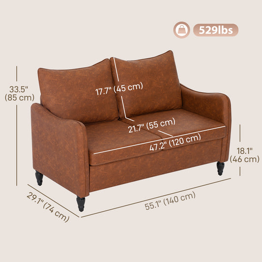 55" Faux Leather Loveseat