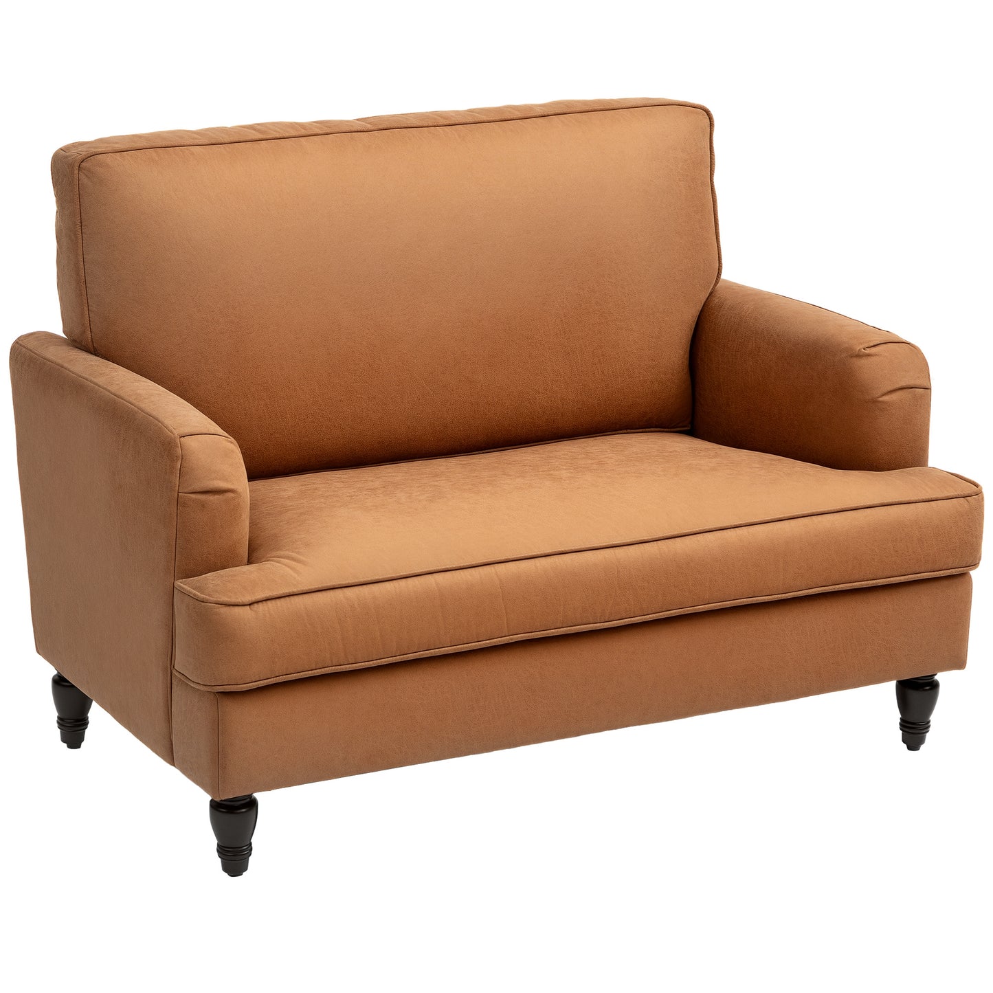 HOMCOM Modern Microfiber Accent Armchair, Wide Comfy Seat & Turned Legs, Brown