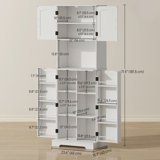 Farmhouse Kitchen Storage Cabinet with Adjustable Shelves – 24"W x 71"H