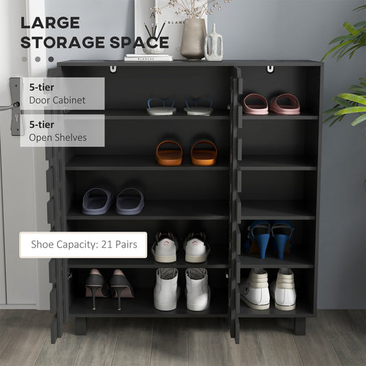 Shoe Cabinet with 5-Tier Double Door Storage – 34"W x 37"H