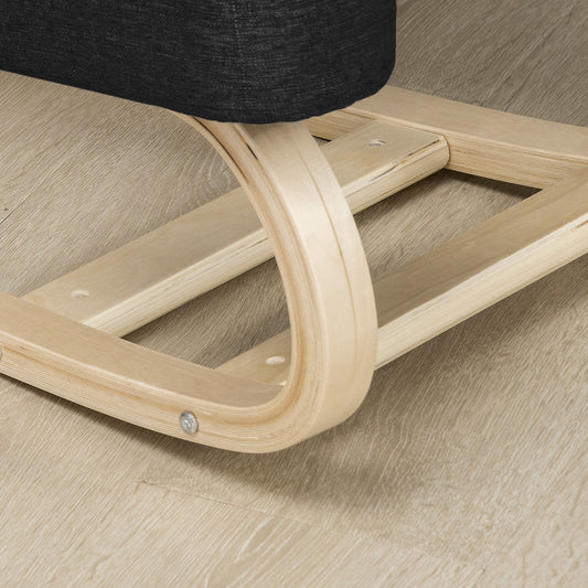 Ergonomic Kneeling Chair, Wood Kneel Stool with Thick Pads, Desk Knee Chair, Black
