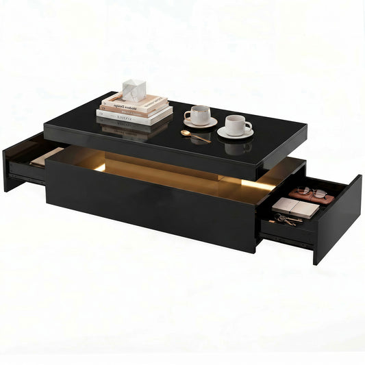 HOMCOM LED Coffee Table High Gloss Black