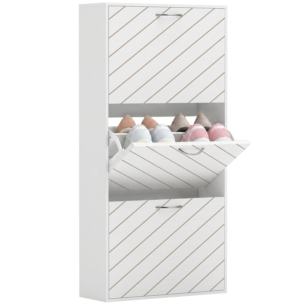 Shoe Storage Cabinet with 3 Flip Drawers – 22"W x 46"H