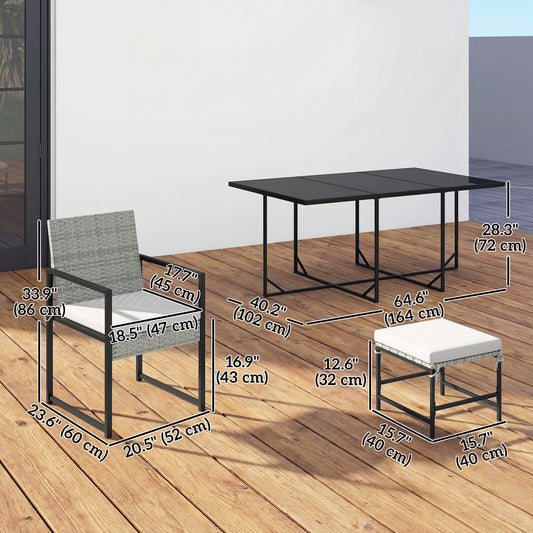 11 Pieces Wicker Patio Dining Set, Rattan Outdoor Furniture Set with 6 Armchairs, 4 Stools