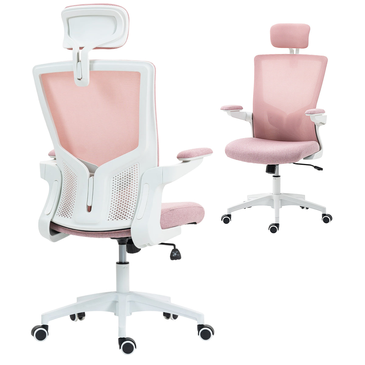 Ergonomic Office Chair, Swivel Desk Chair with Adjustable Lumbar Support, Pink