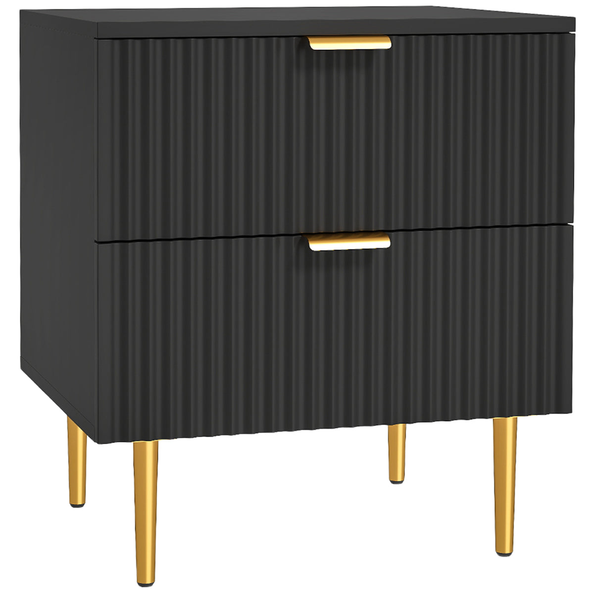 Modern 2-Drawer Nightstand with Metal Legs – 19"W x 22"H