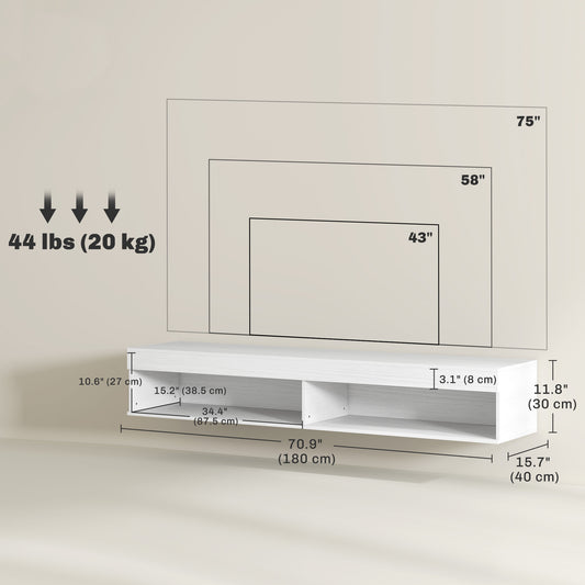 Modern Wall Mounted TV Stand with Storage and LED Lights for TVs up to 75" – 71" Wide