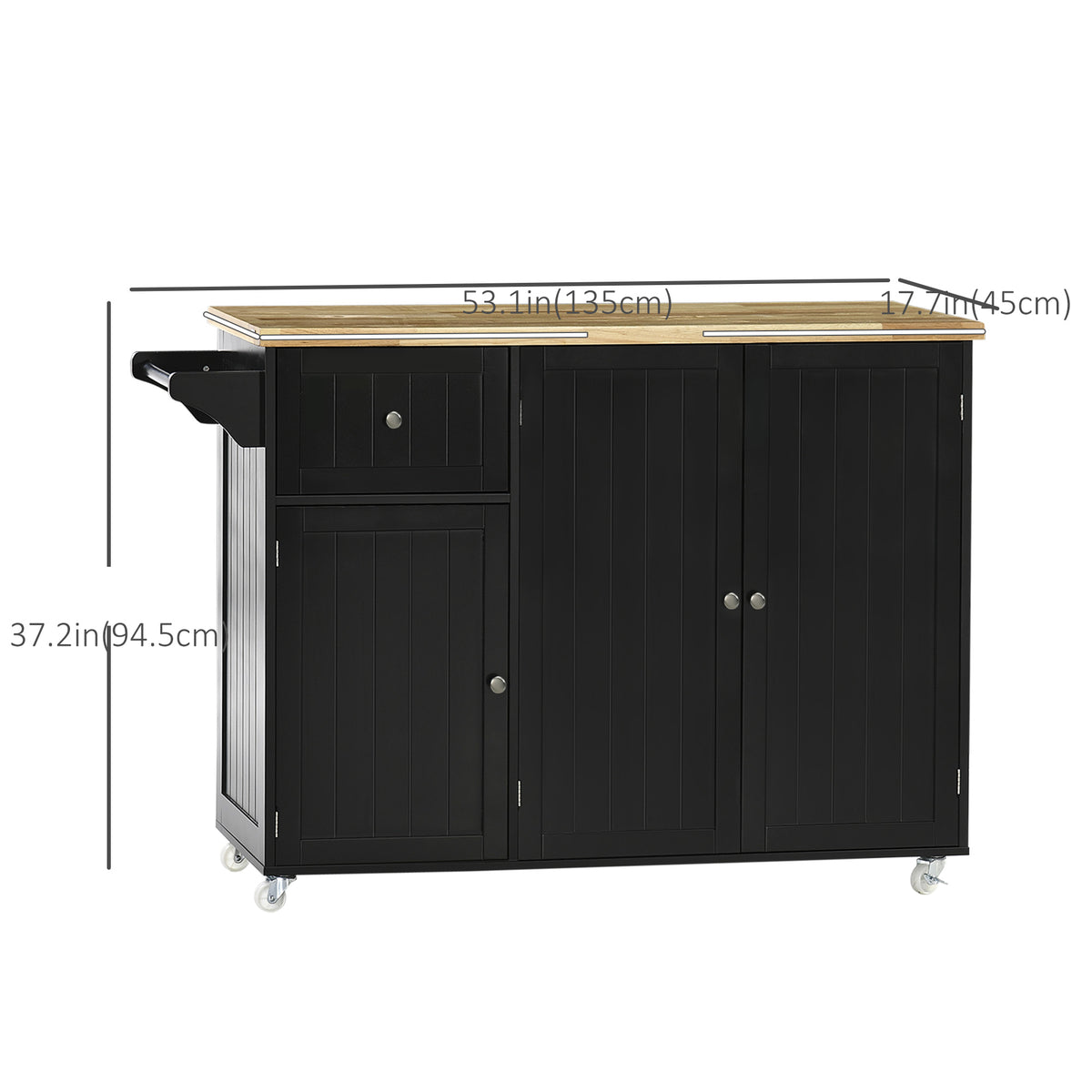 Rolling Kitchen Island with Storage – 53"W x 37"H