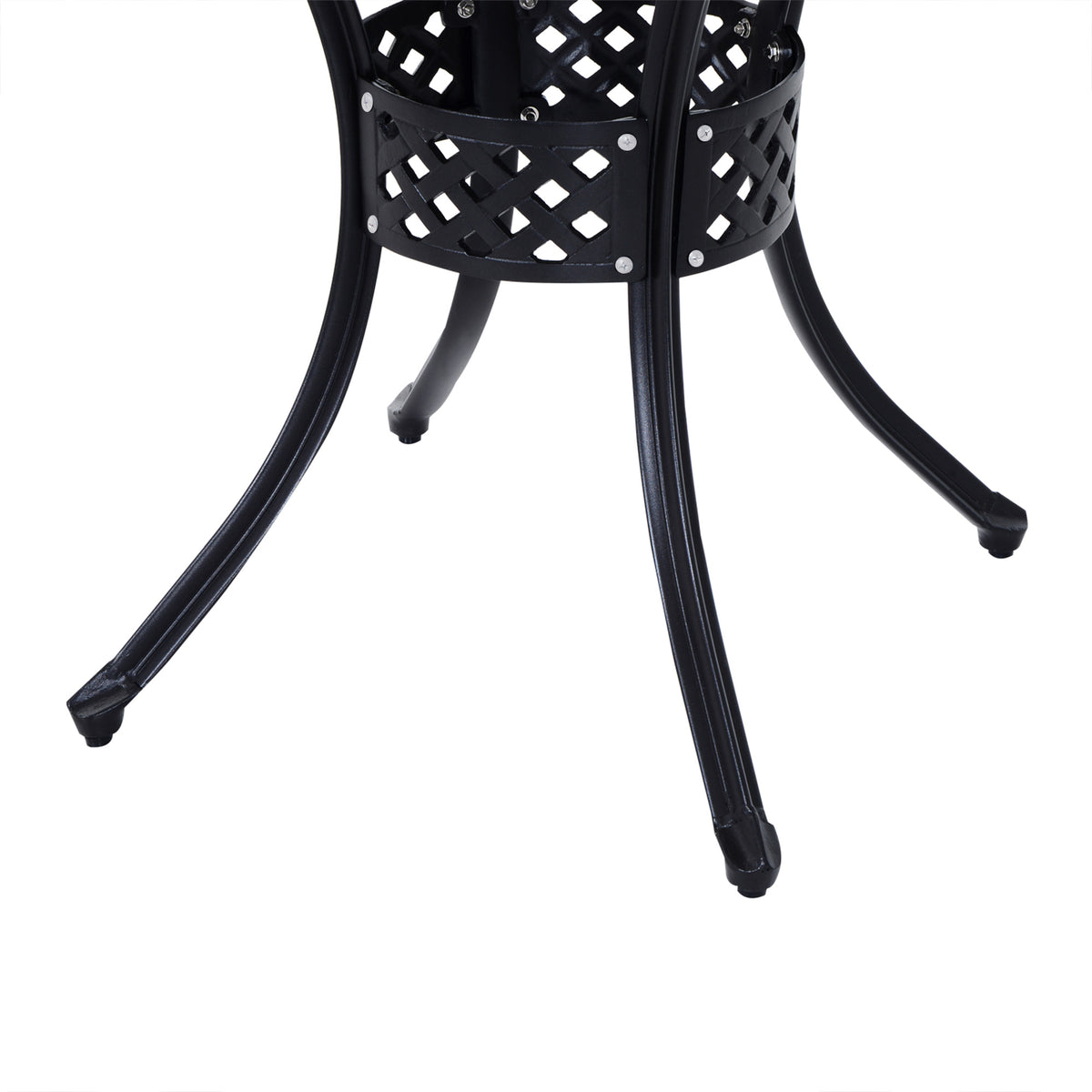 33-Inch Roud Patio Dining Table with Umbrella Hole, Cast Aluminum Garden Table, All Weather Patio Bisto Table, for Lawn, Garden, Outside