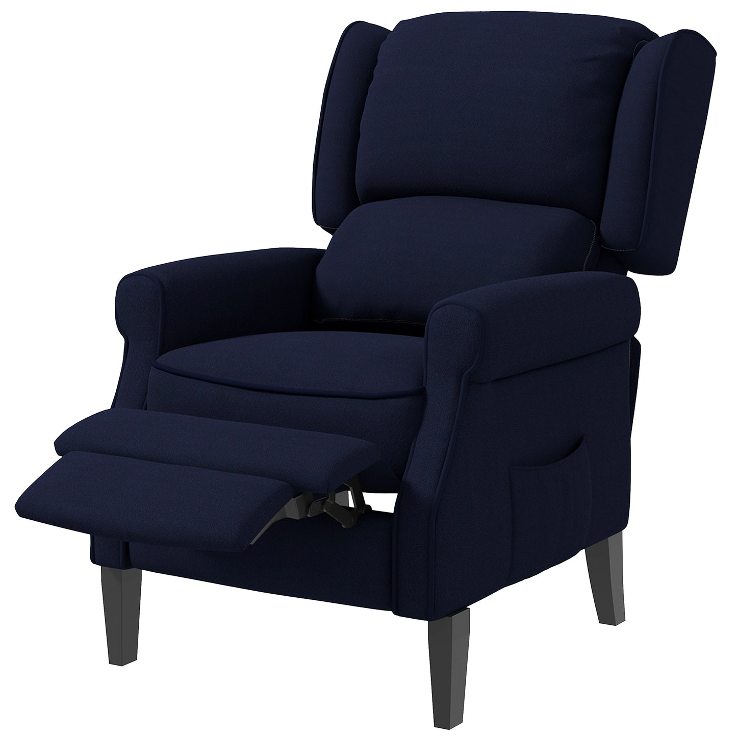 HOMCOM Blue Push Back Recliner Chair with Vibration Massage & Footrest