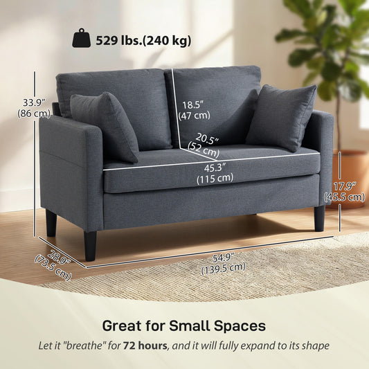 55" Linen Loveseat with Spring Cushion