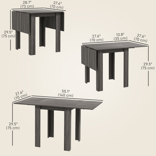 55" Drop Leaf Folding Dining Table for 2-4, Extendable Kitchen Table for Small Spaces