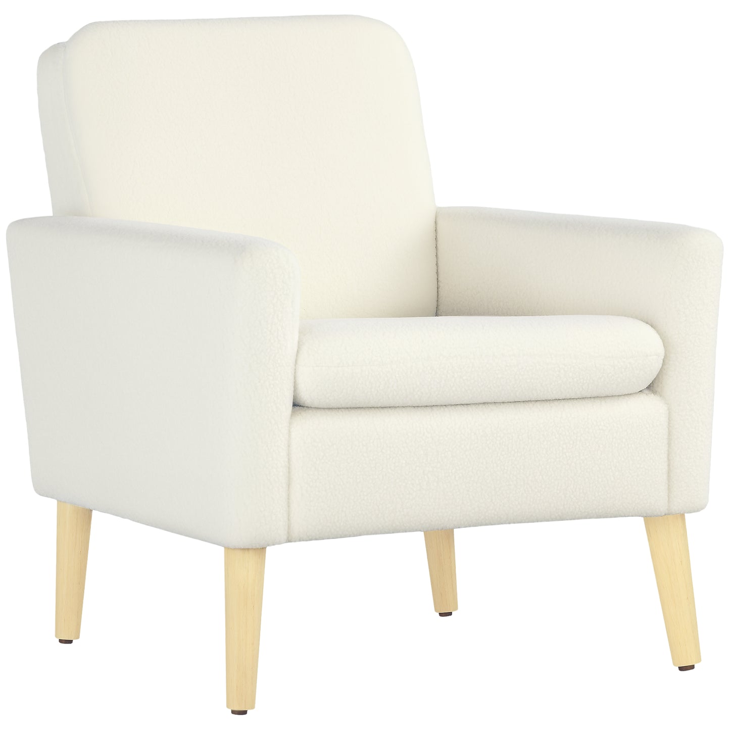 HOMCOM Modern Upholstered Black Fabric Accent Chair with Wood Legs