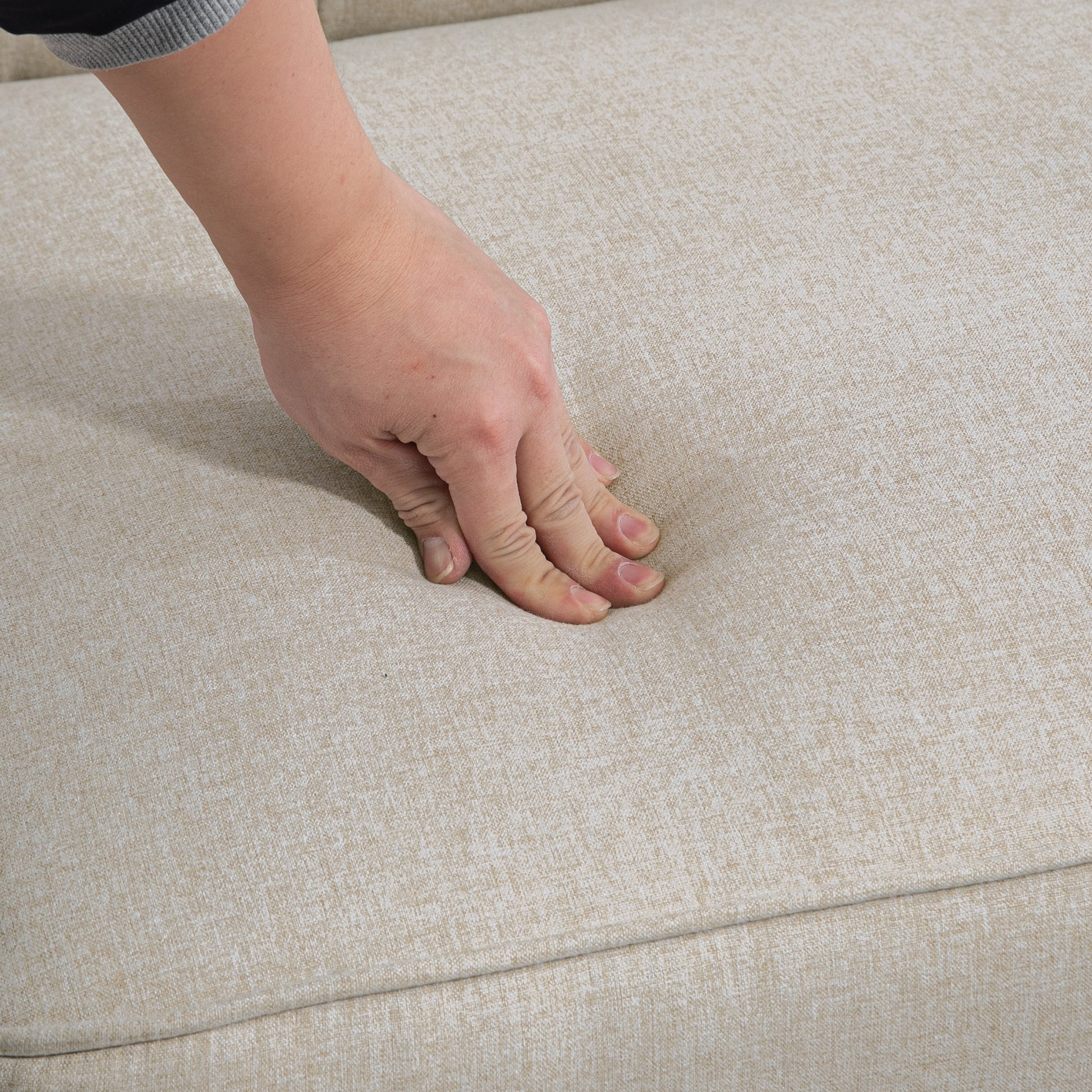 HOMCOM Button Tufted Fabric Pull Out Sofa Bed with Adjustable Back