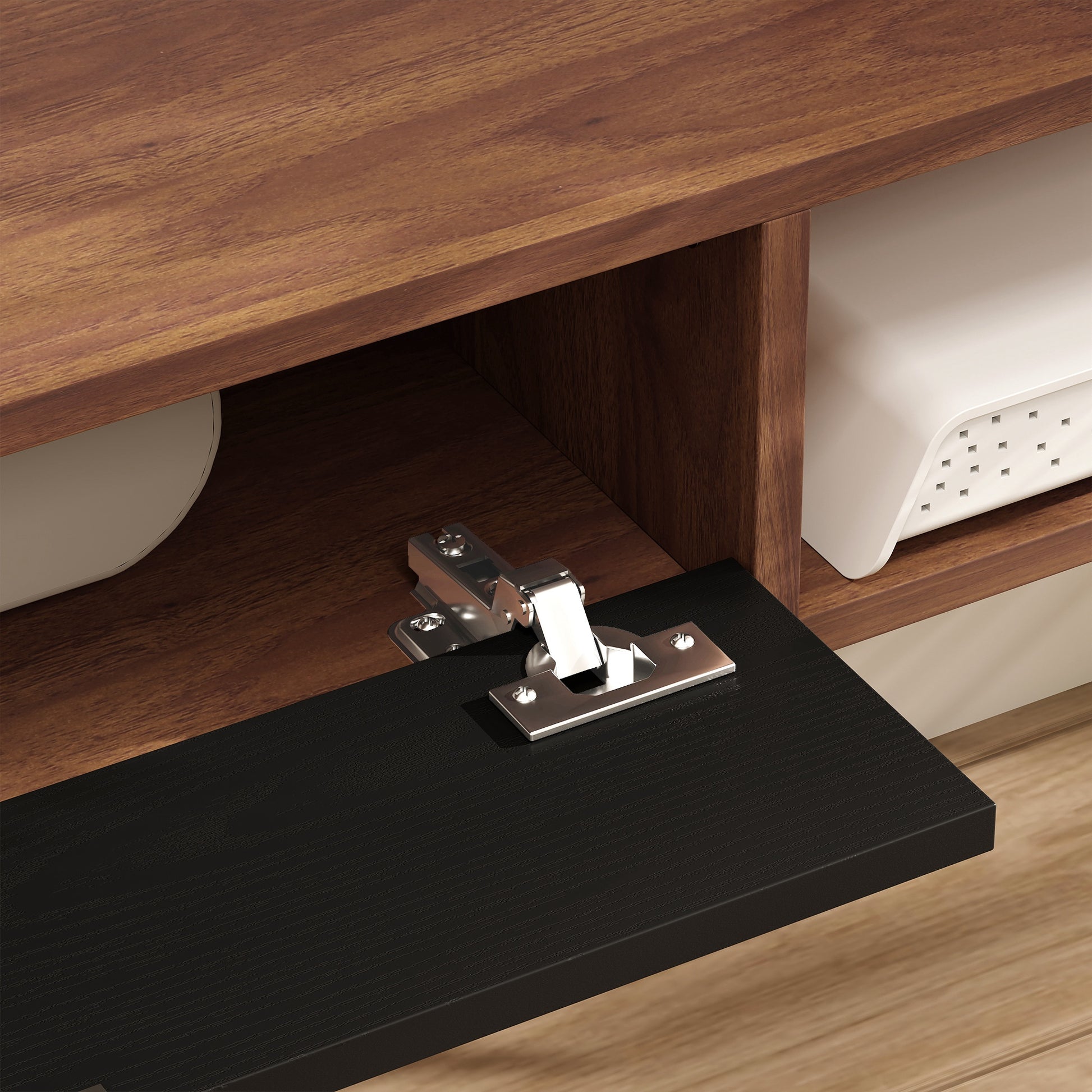 HOMCOM 71-Inch Floating TV Stand, Wall Mounted Media Console, Walnut Finish